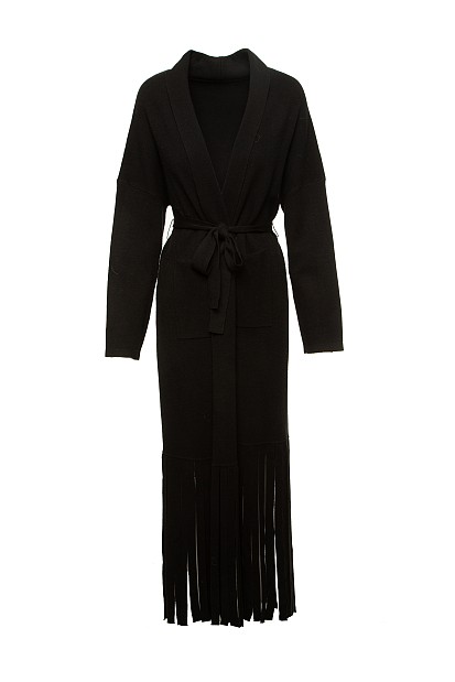 Knit cardigan with fringes