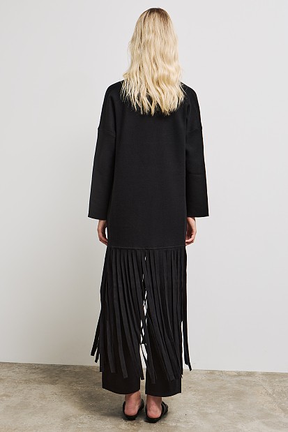 Knit cardigan with fringes