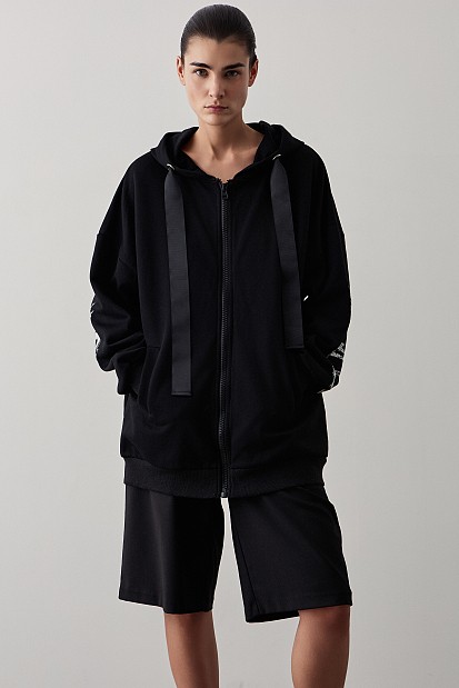 Hooded cardigan with logo