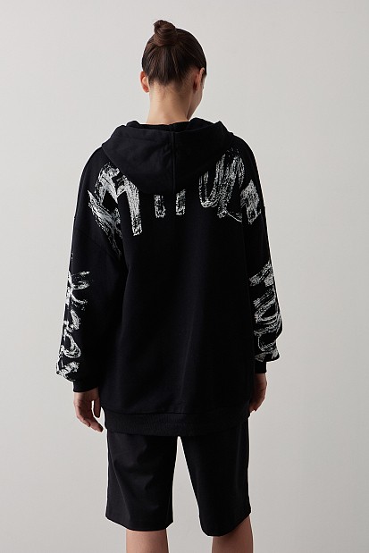 Hooded cardigan with logo