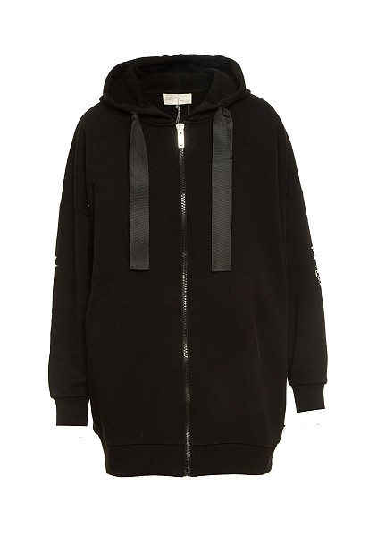 Hooded cardigan with logo