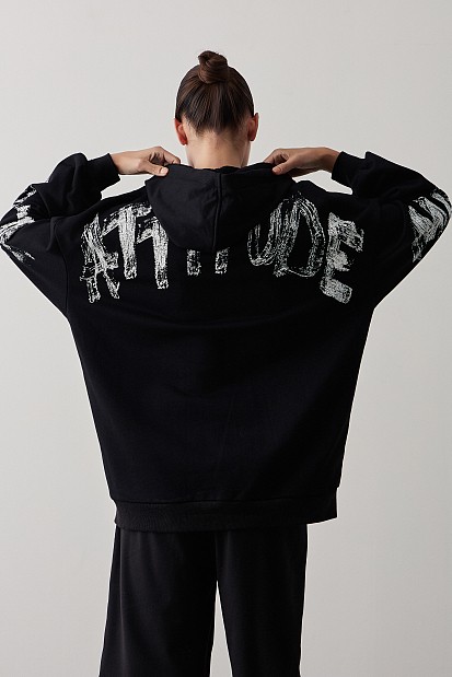 Hooded cardigan with logo