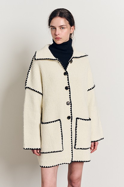 Knitted cardigan with embroidered detail