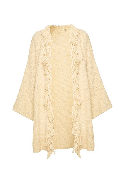 Boucle fringed cardigan