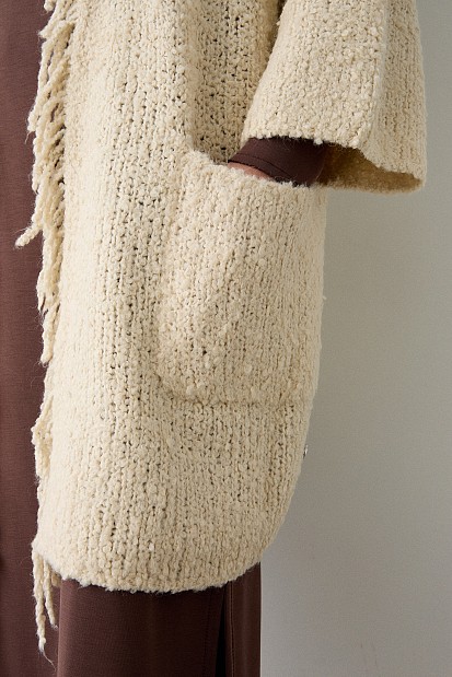 Boucle fringed cardigan
