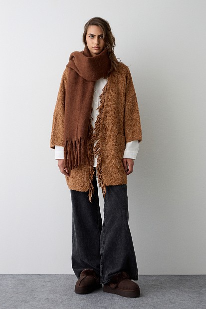 Boucle fringed cardigan