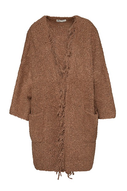 Boucle fringed cardigan