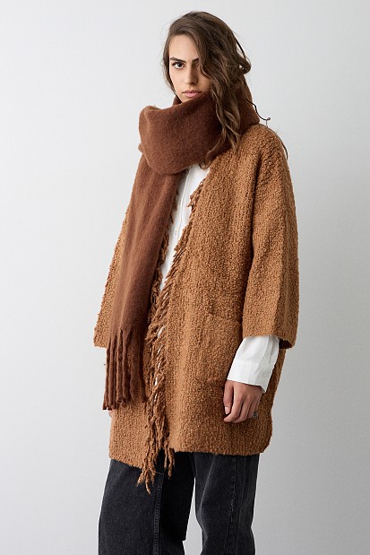 Boucle fringed cardigan
