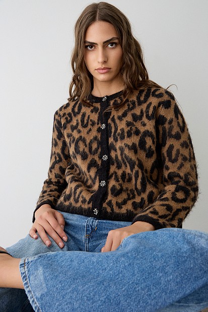 Animal print cardigan