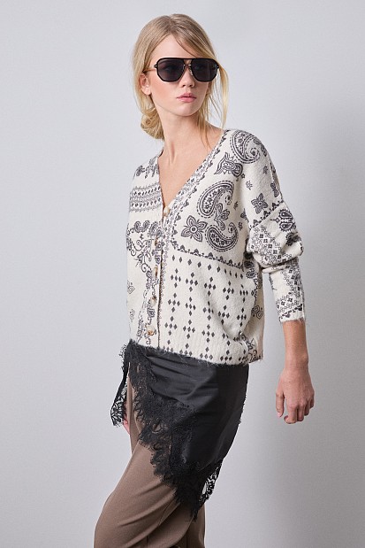 Printed knitted cardigan