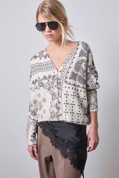 Printed knitted cardigan