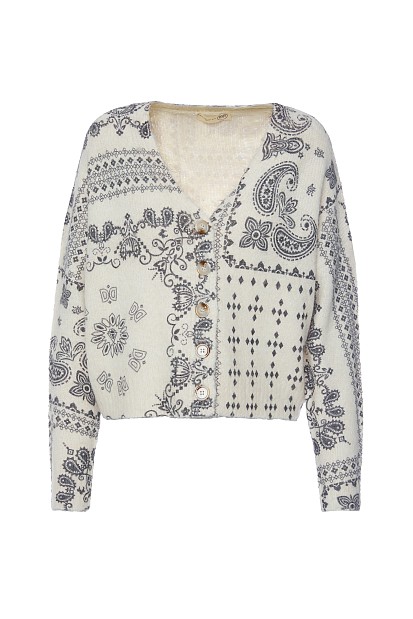 Printed knitted cardigan