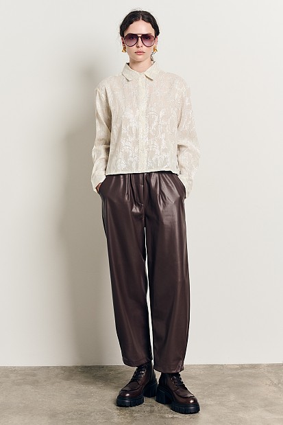 Shirt with long sleeves and lurex