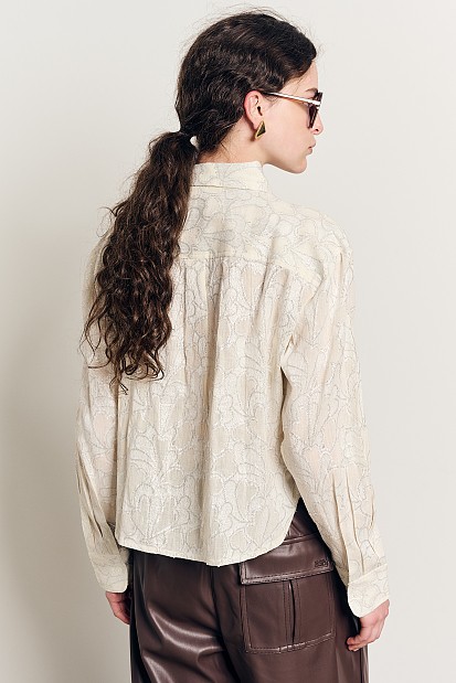Shirt with long sleeves and lurex