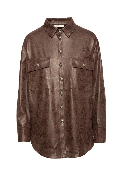 Leather look fringed shirt