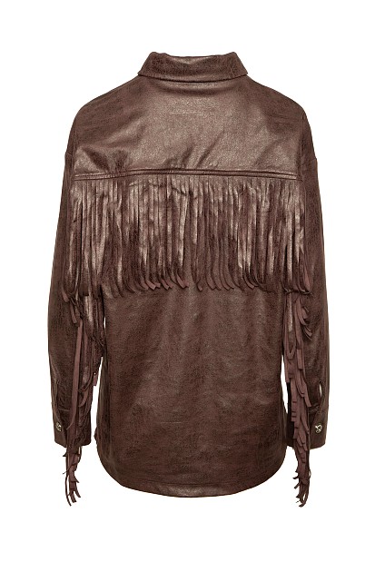 Leather look fringed shirt