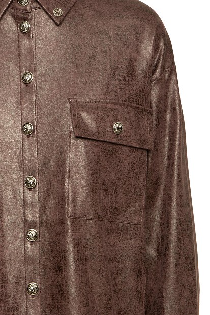 Leather look fringed shirt