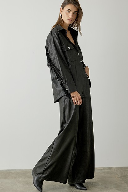 Leather look πουκάμισο με κρόσια
