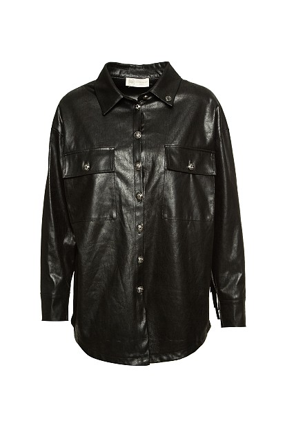 Leather look πουκάμισο με κρόσια