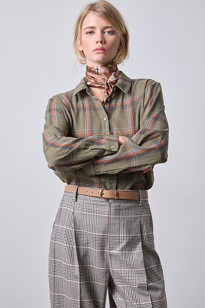 Checkered shirt with print