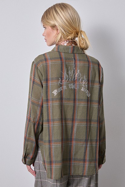 Checkered shirt with print