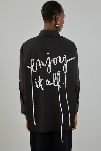 Shirt with embroidered back