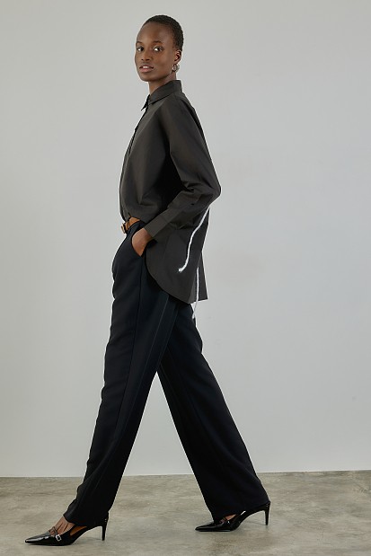 Shirt with embroidered back