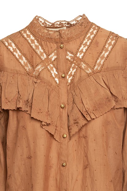 Embroidered shirt with ruffles