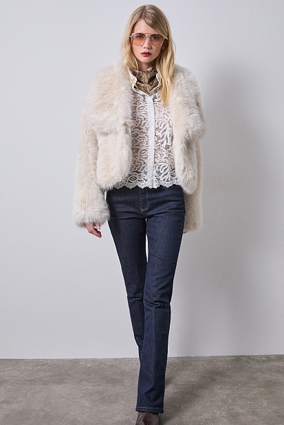 Semi sheer shirt with lace