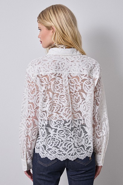 Semi sheer shirt with lace