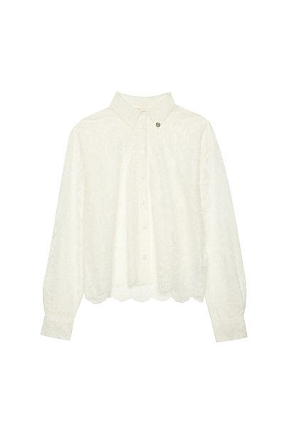 Semi sheer shirt with lace
