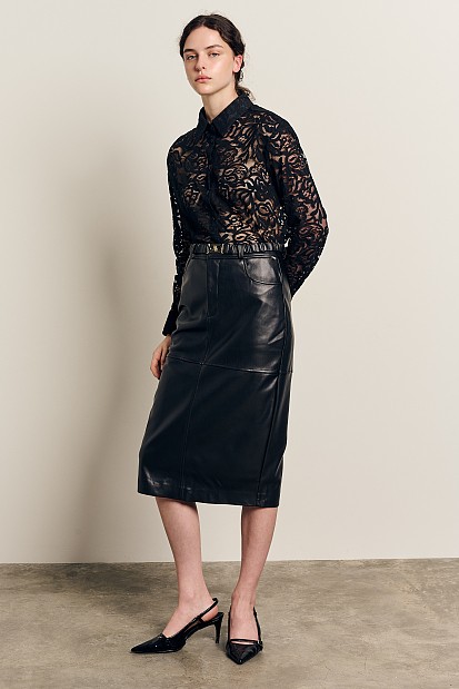 Semi sheer shirt with lace