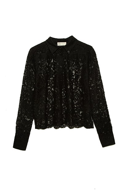 Semi sheer shirt with lace