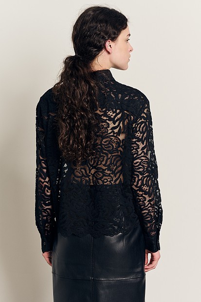 Semi sheer shirt with lace