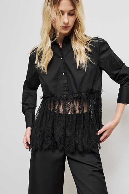 Πουκάμισο με συνδυασμό δαντέλας