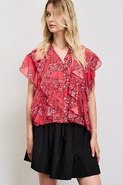 Printed shirt with ruffles