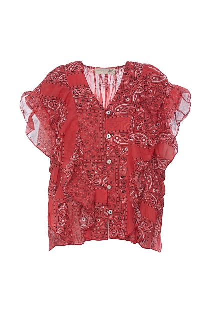 Printed shirt with ruffles
