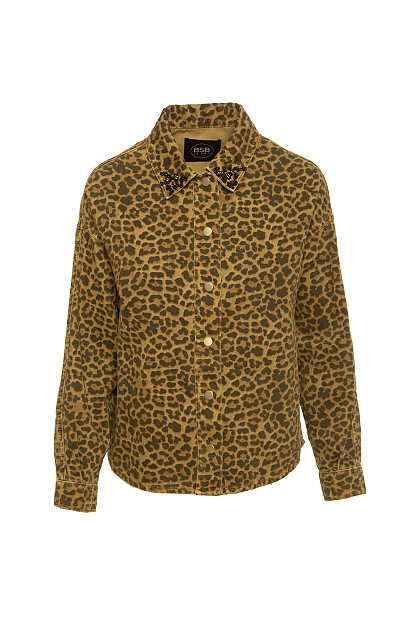 Animal print denim jacket