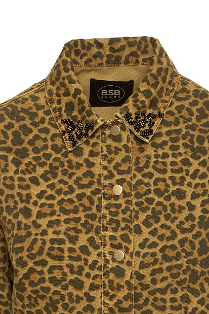 Animal print denim jacket