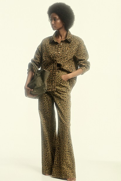 Animal print denim jacket