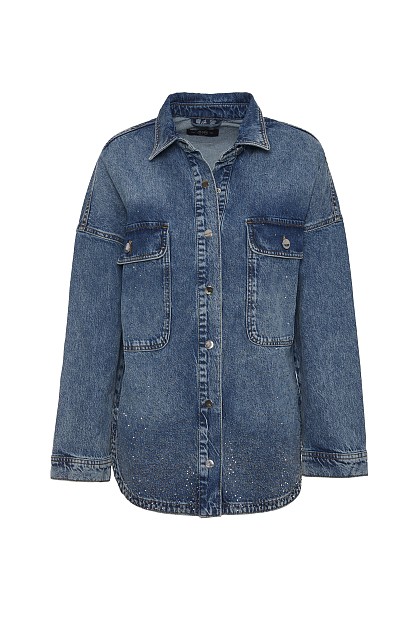 Denim overshit with rhinestones