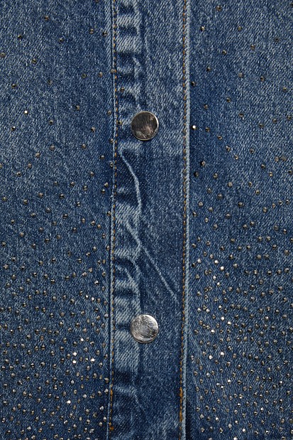Denim overshit with rhinestones