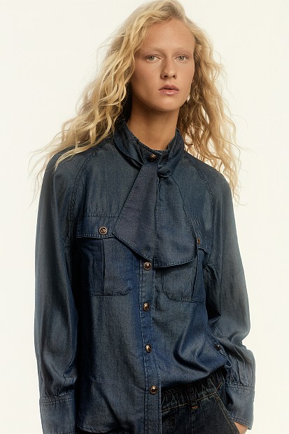 Denim look πουκάμισο