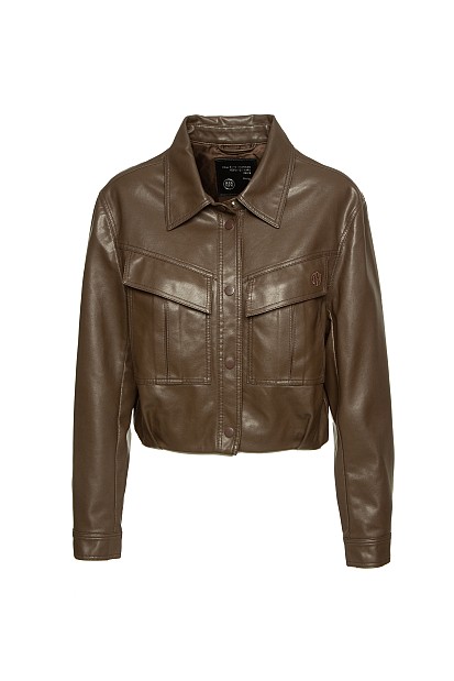 Crop leather look jacket