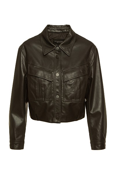 Crop leather look jacket