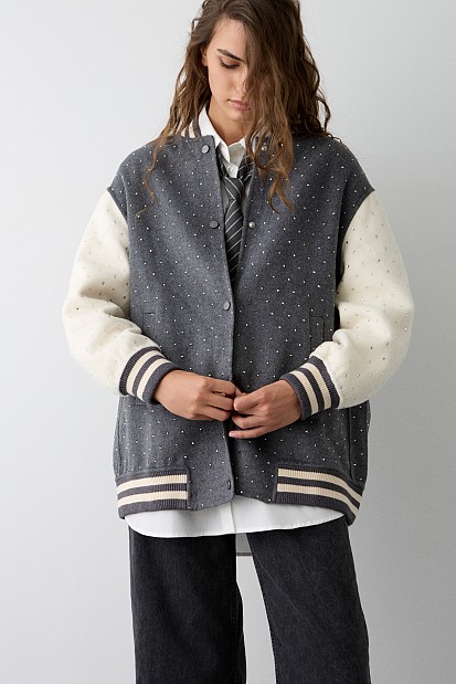 Jacket with rhinestones