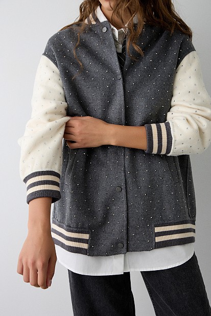 Jacket with rhinestones