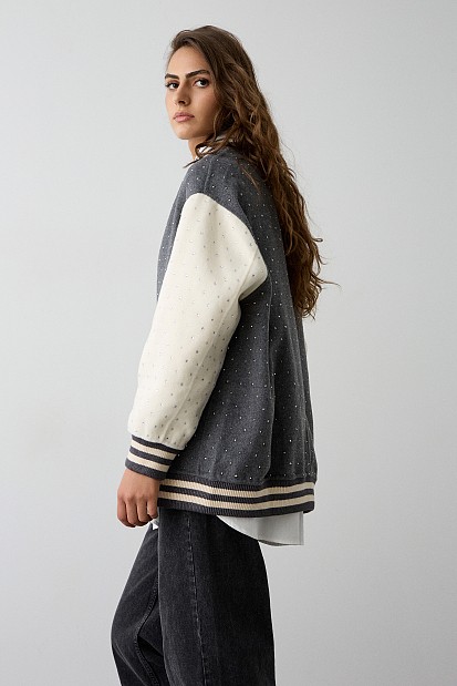 Jacket with rhinestones