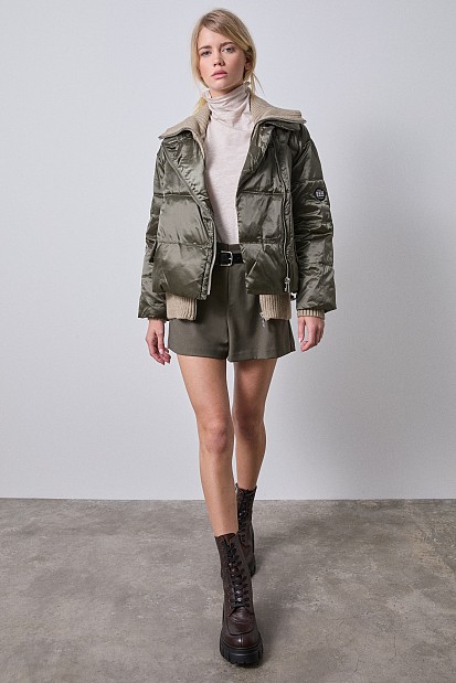 Puffer jacket with rib detail