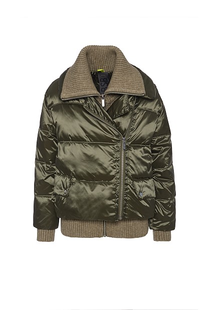 Puffer jacket with rib detail